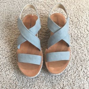 Lucky Brand green block sandals